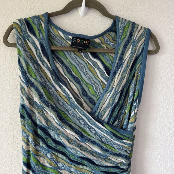 Vintage Rare Coogi Australia Y2K Women’s M Wrap Midi Dress 3D Knit Boho Beachy - Picture 2 of 5